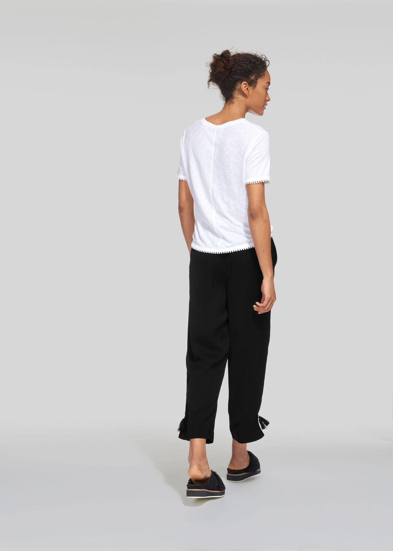 Boho Trim Trouser Black