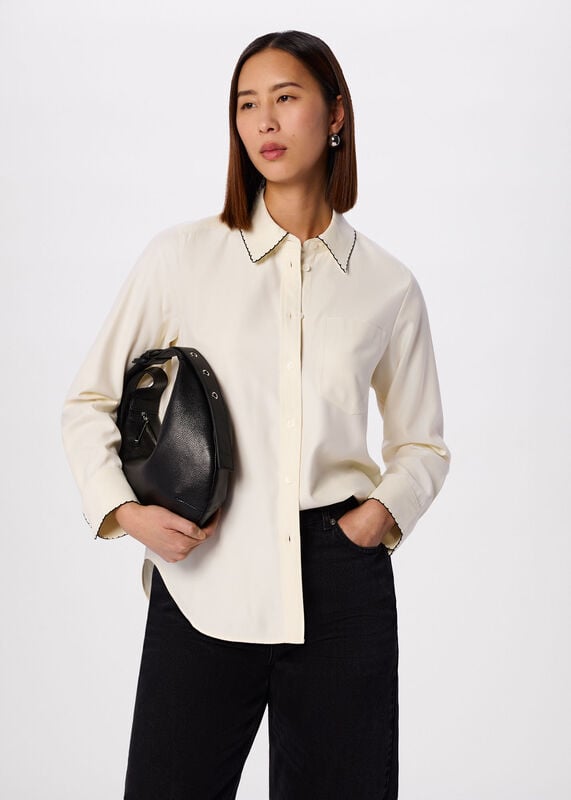 Ivory Embroidered Collar Shirt