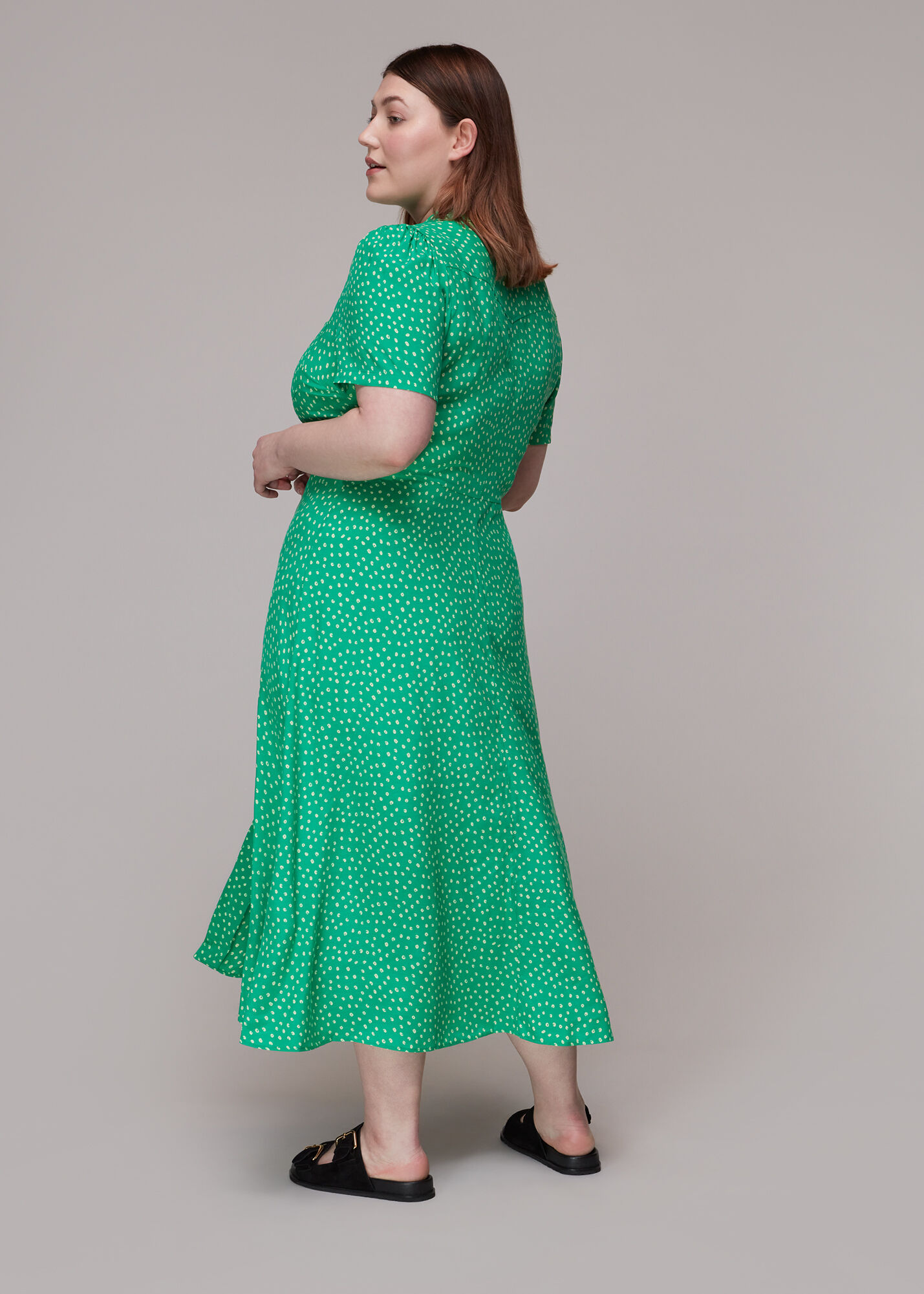 Green spot shirt dress 2025