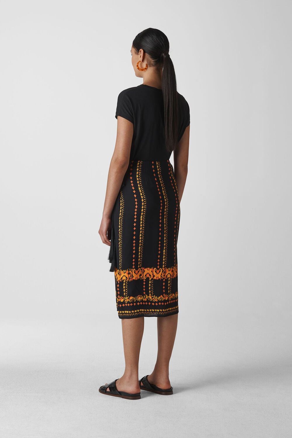 Paisley Scarf Sarong Skirt Black/Multi