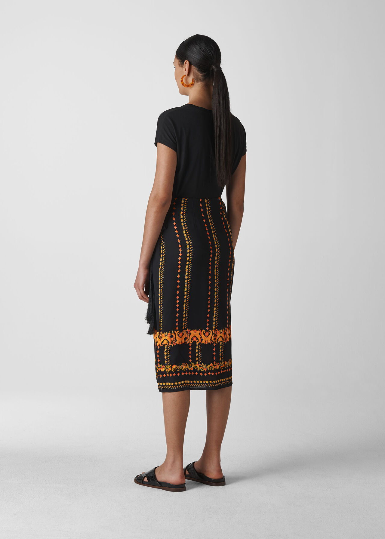 Paisley Scarf Sarong Skirt Black/Multi