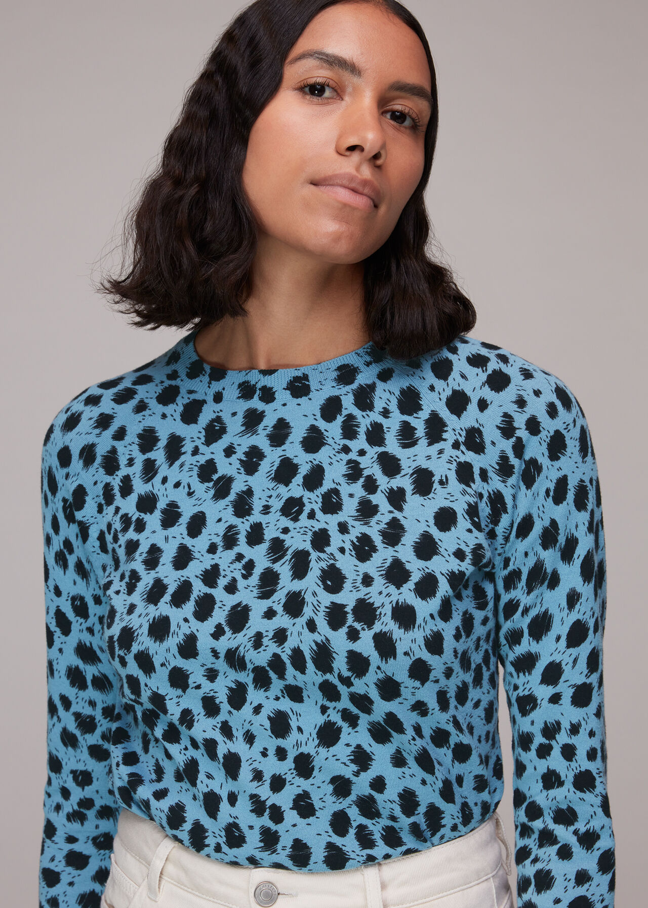 Brushed Dalmatian Crew Knit