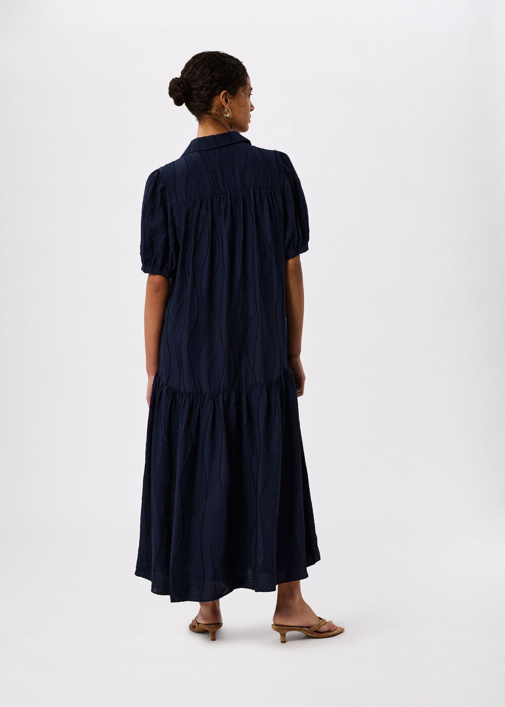 Textured Drop Waist Midi Dress