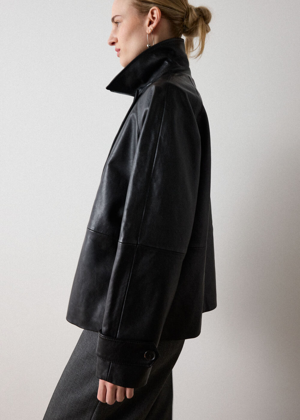 Short Leather Trench