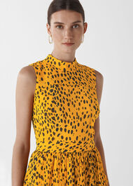 Animal Print Tiered Dress Yellow/Multi