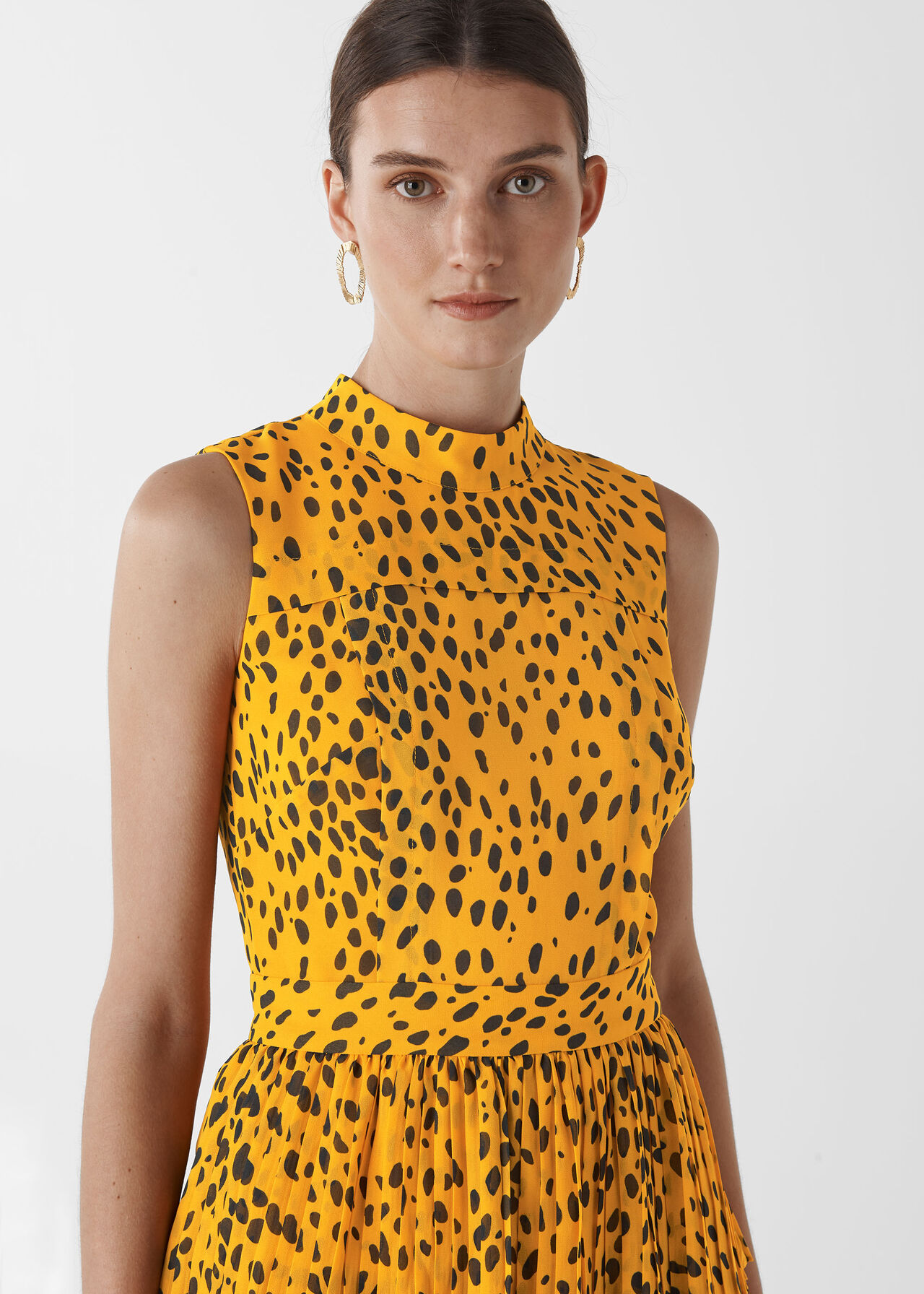 Animal Print Tiered Dress Yellow/Multi