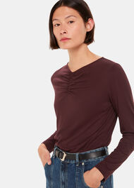 High V Neck Ruched Top