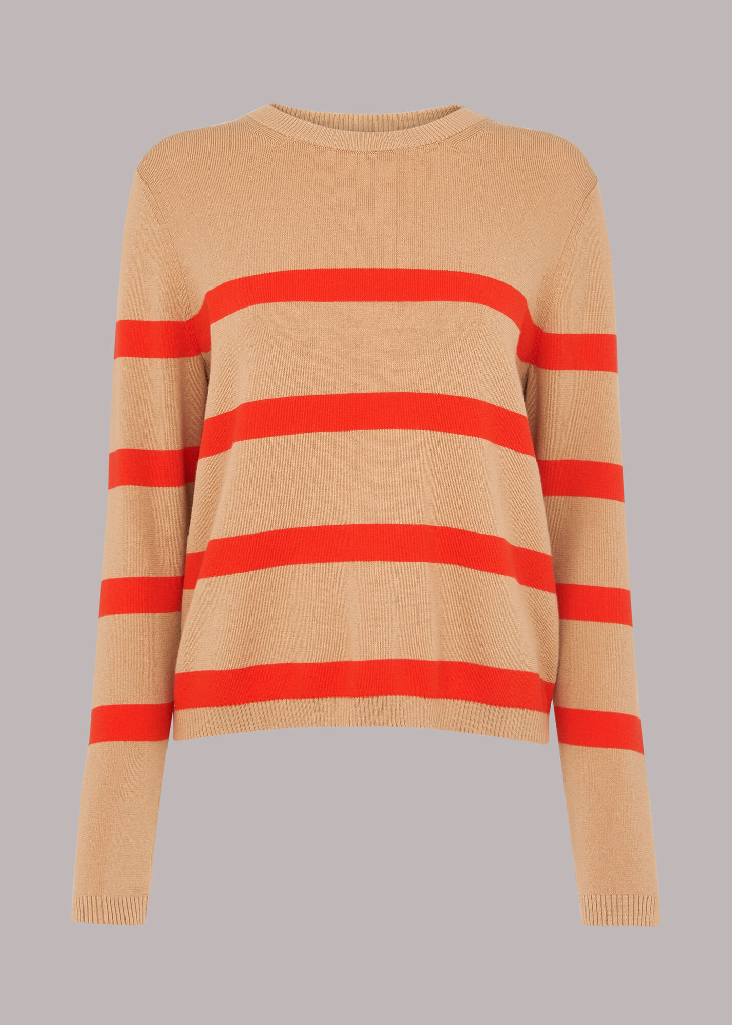 Knitted pattern crew neck - RWS - Brown stripe main image 1