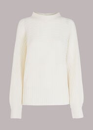 Contrasting Rib Funnel Neck