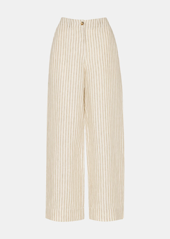 Neutral Linen Stripe Trouser
