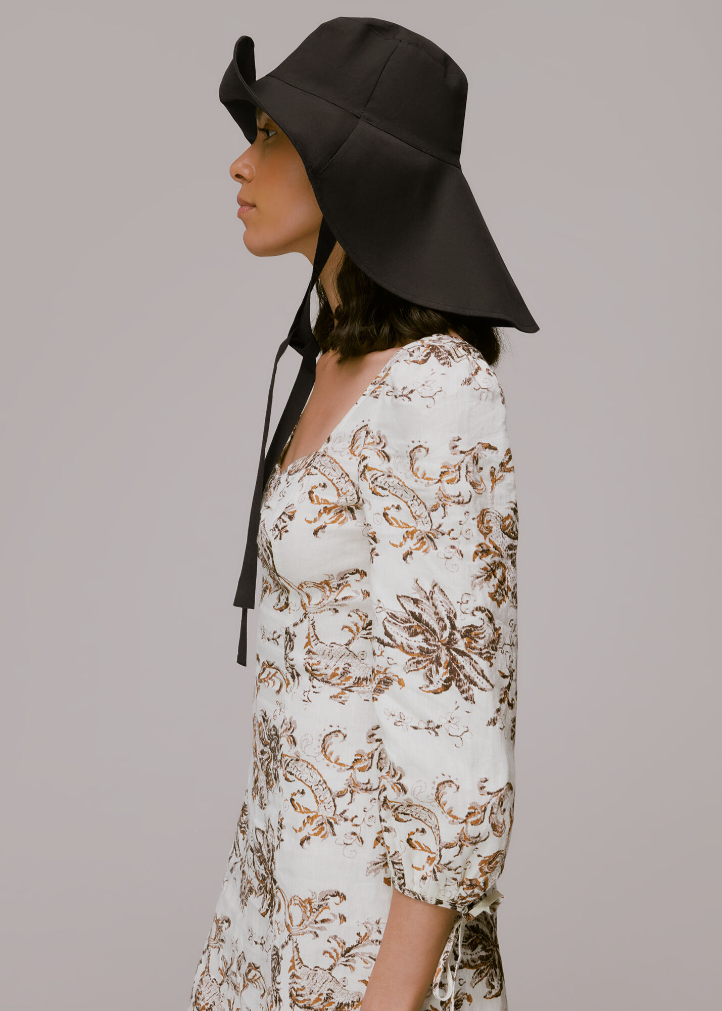 Black Sun Hat With Tie WHISTLES