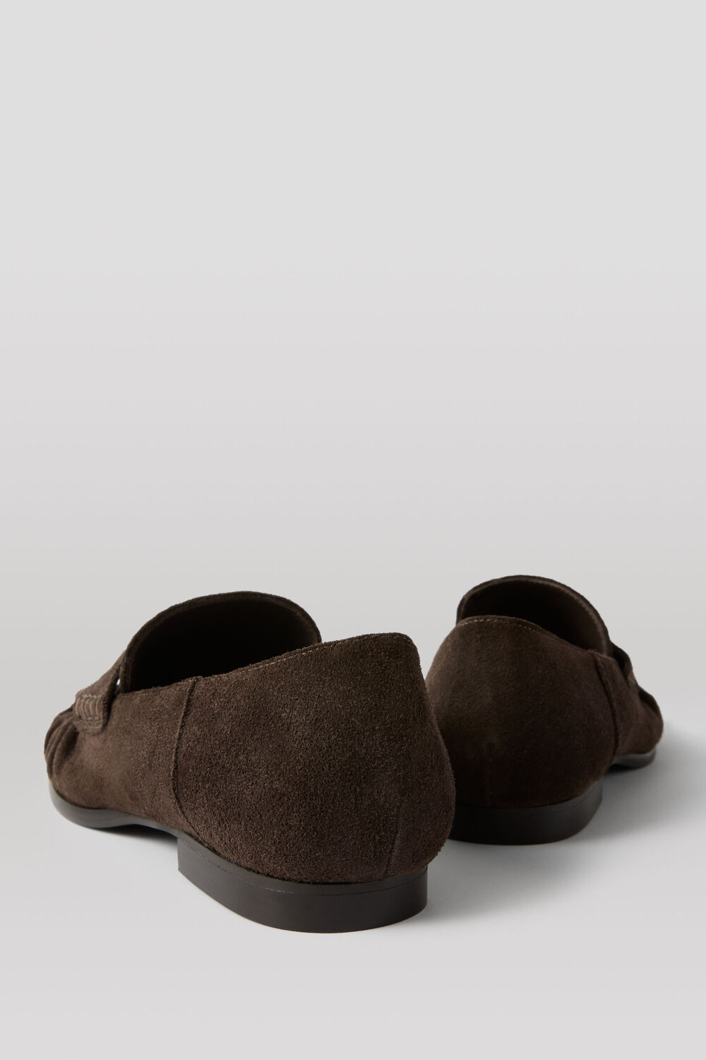 Chocolate Soft Suede Ruched Loafer