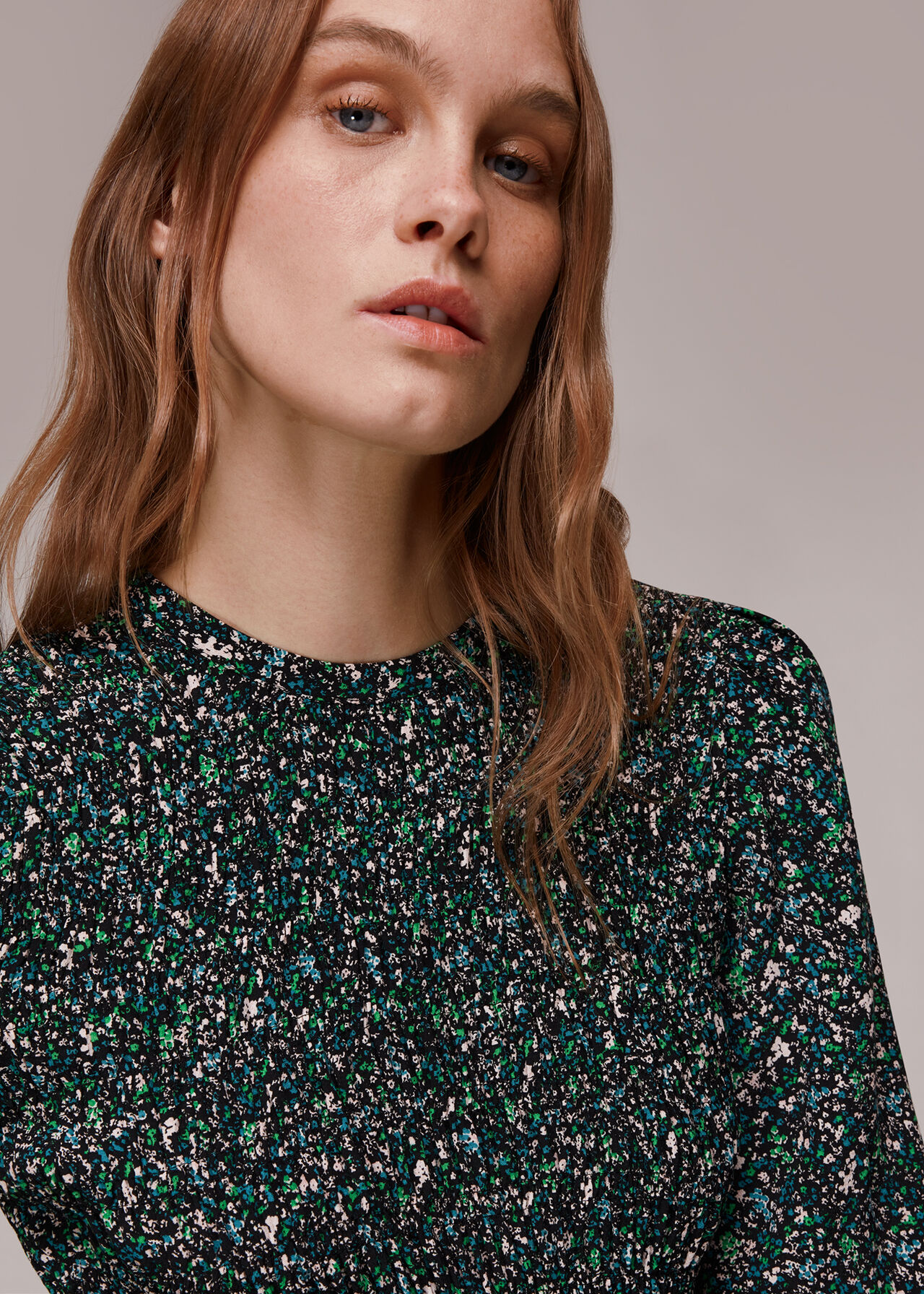 Midnight Garden Shirred Dress