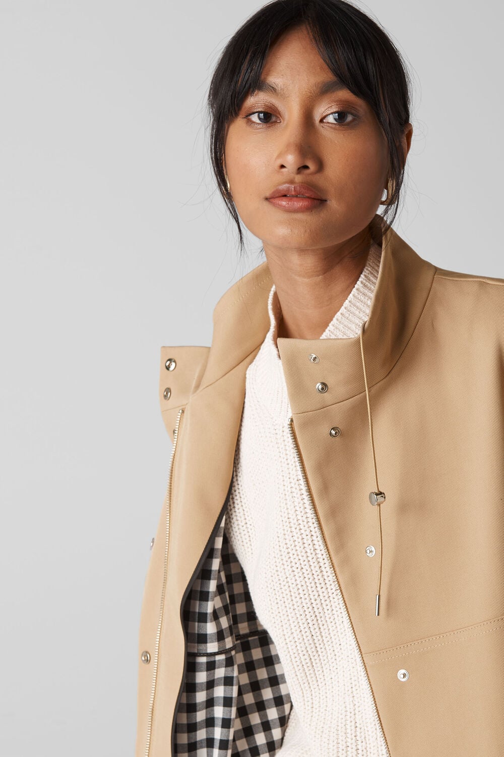 Minimal Gathered Collar Trench Neutral