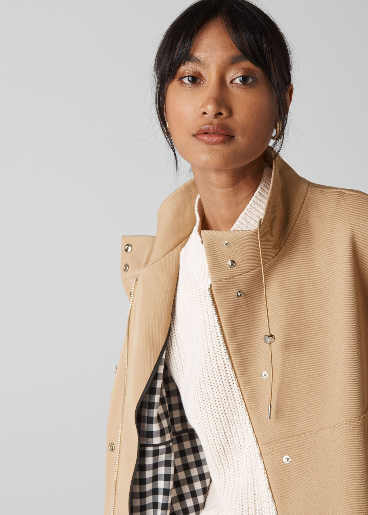 Minimal Gathered Collar Trench Neutral