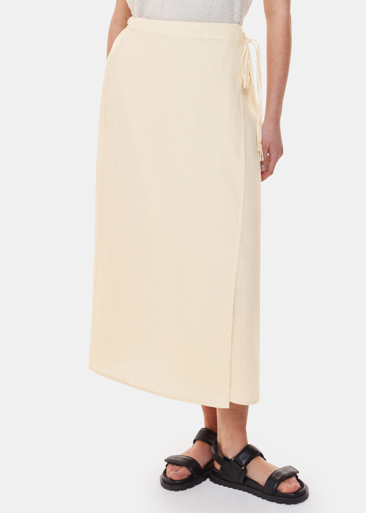 Linen Wrap Midi Skirt