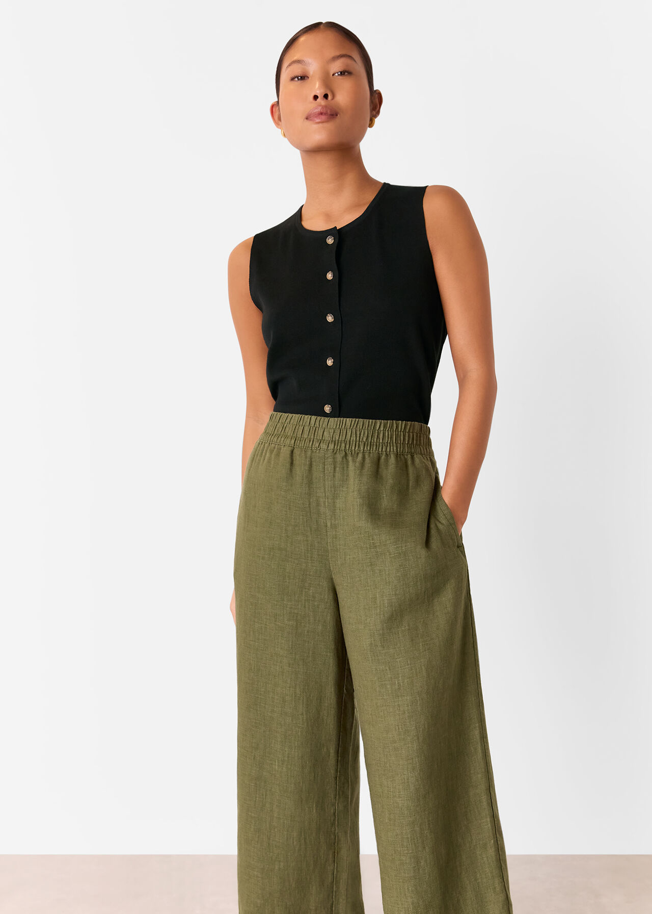 Petite Linen Pocket Trouser