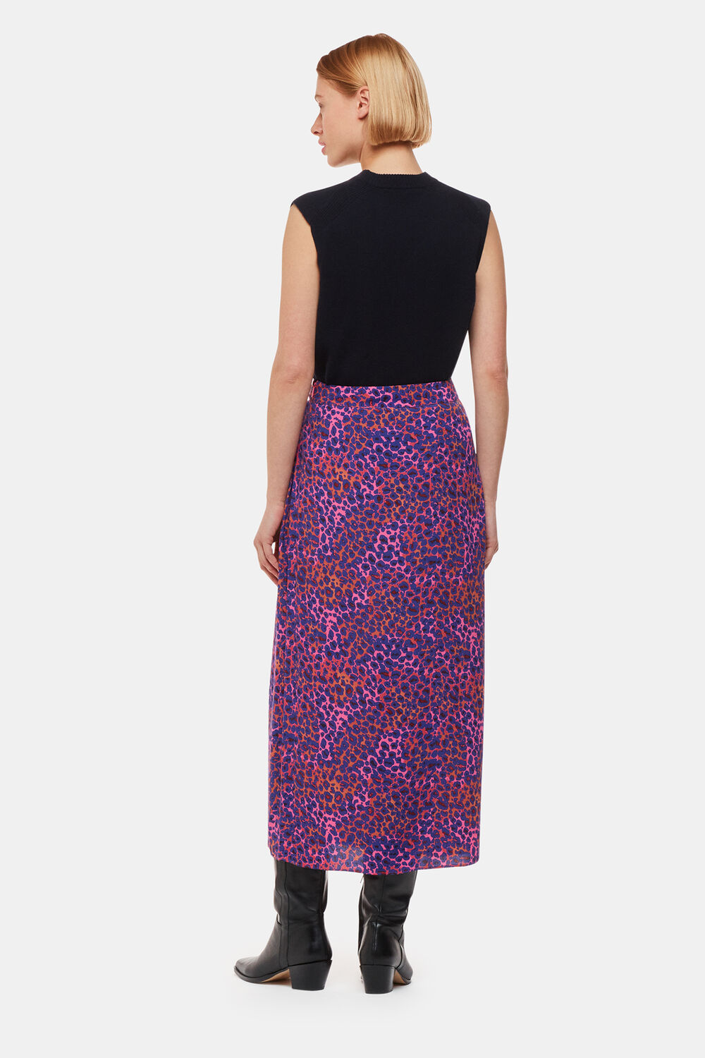Mottled Leopard Midi Skirt