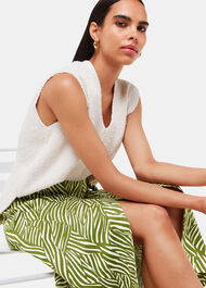 Linear Leaf Wrap Midi Skirt