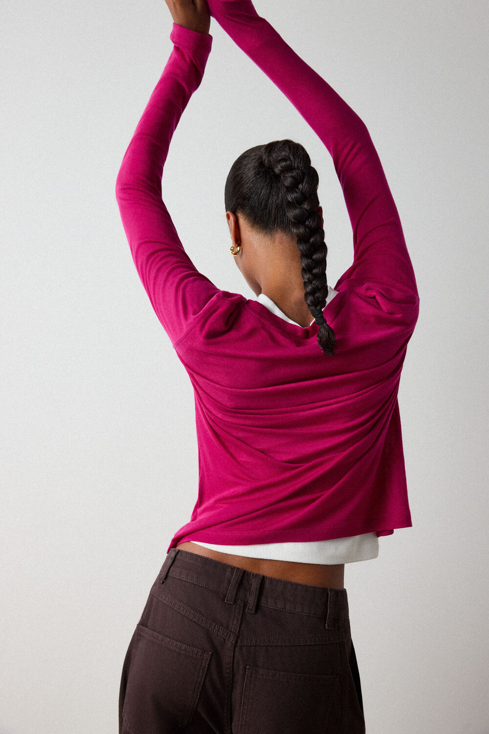 Pink Wool Mix Jersey Crew Neck