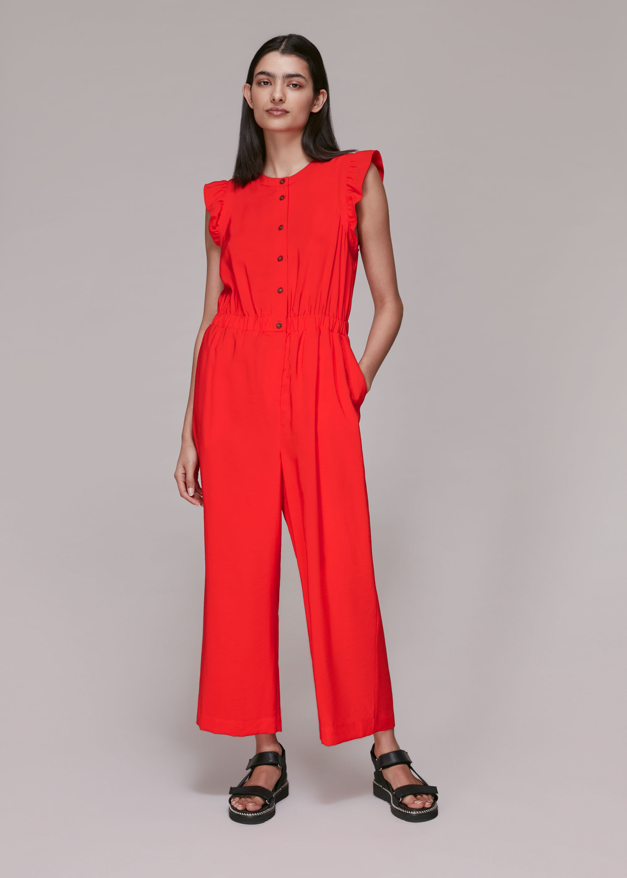 Red frill jumpsuit shop