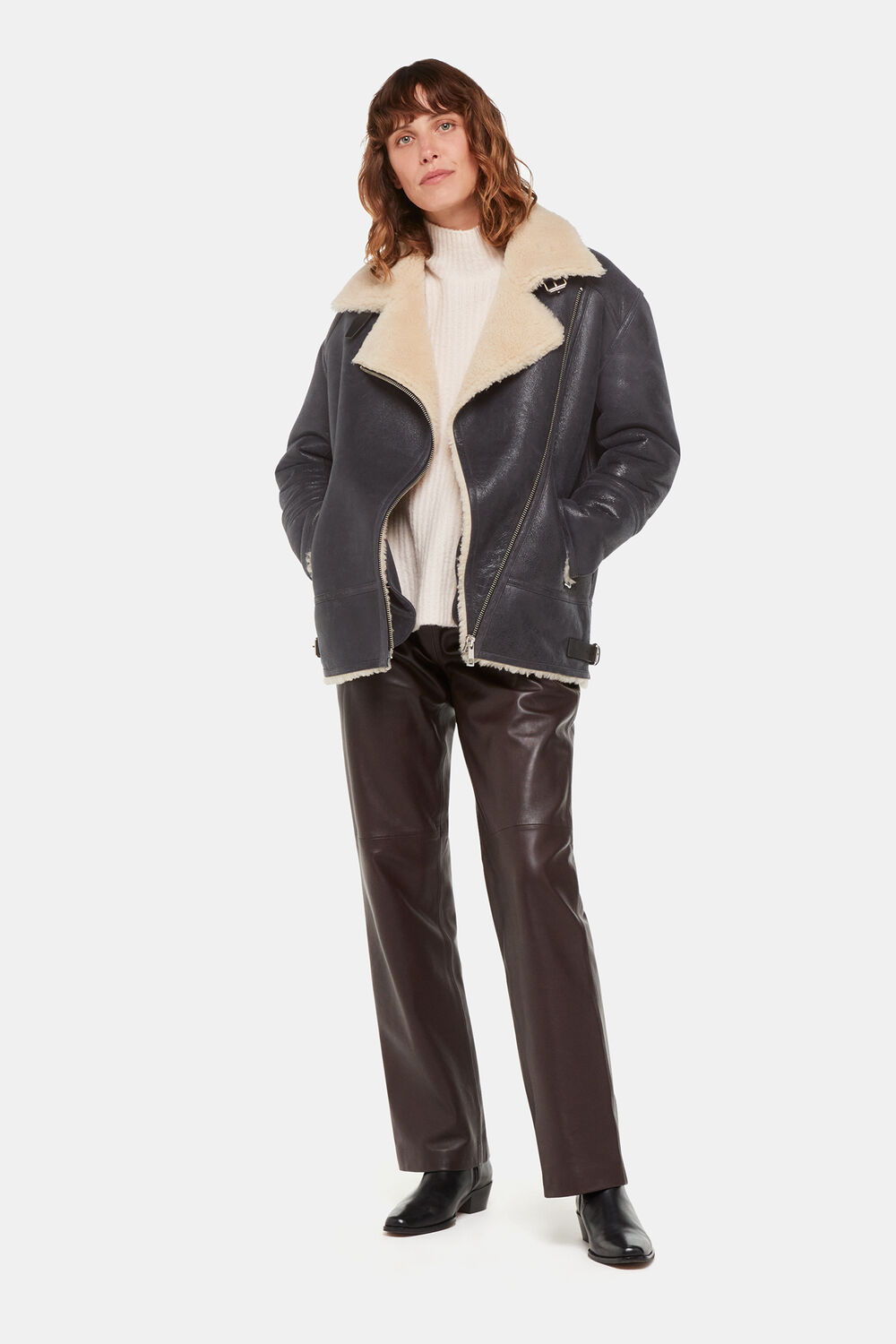 Annika Leather Aviator Jacket