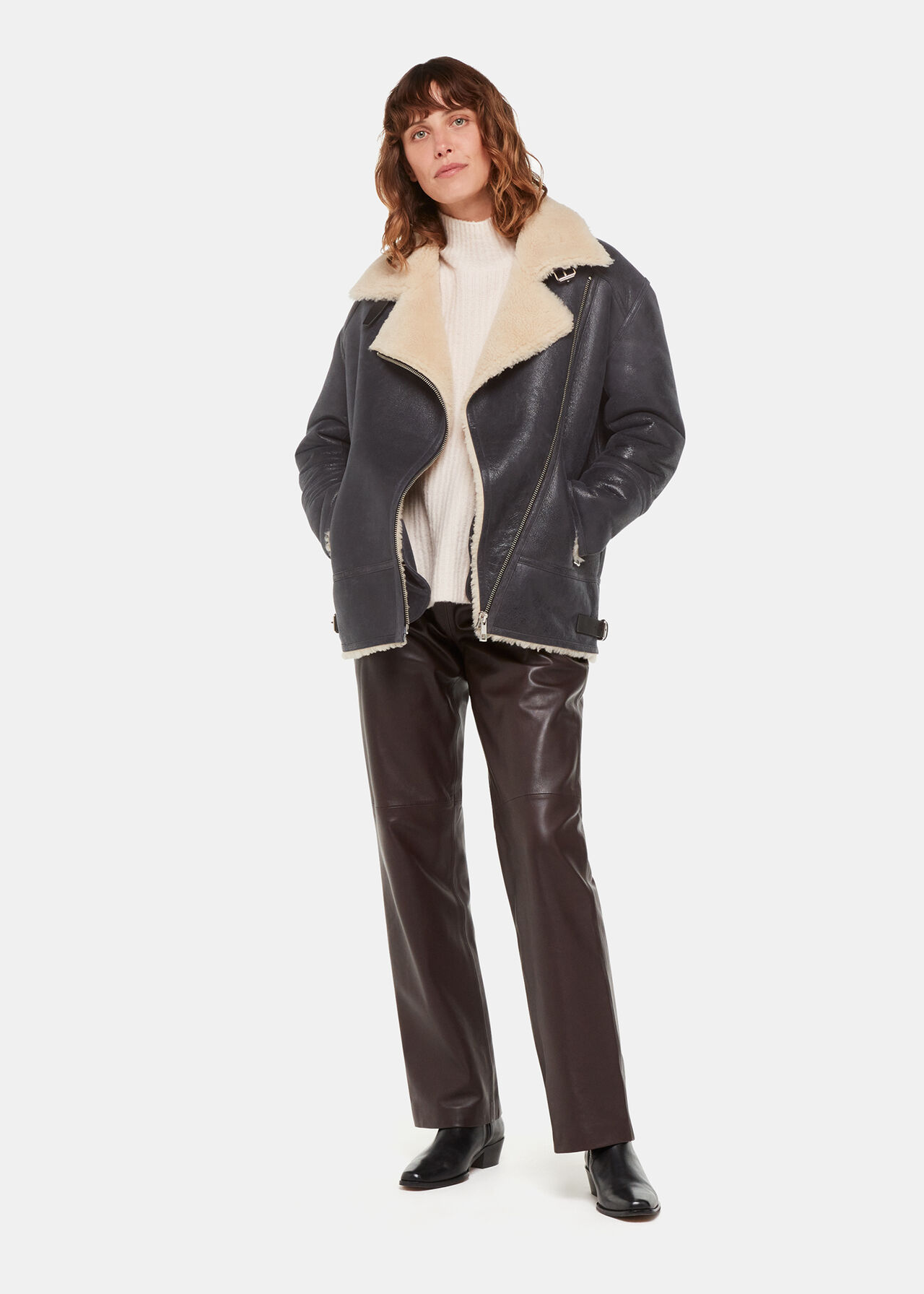 Annika Leather Aviator Jacket