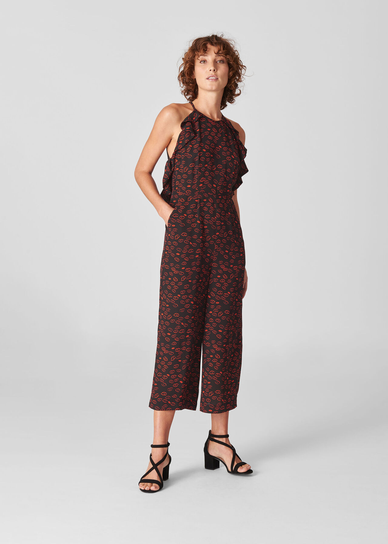 Sonia Lips Print Jumpsuit Black/Multi