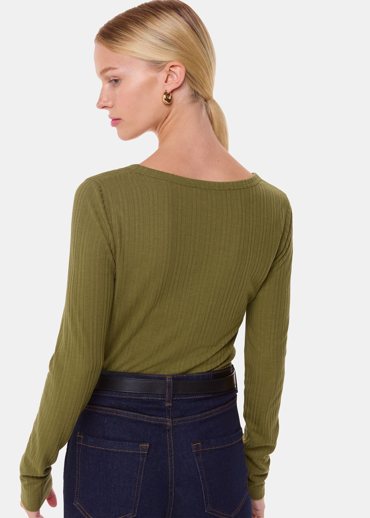 Diagonal Rib V Neck Top