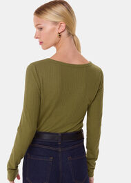 Diagonal Rib V Neck Top