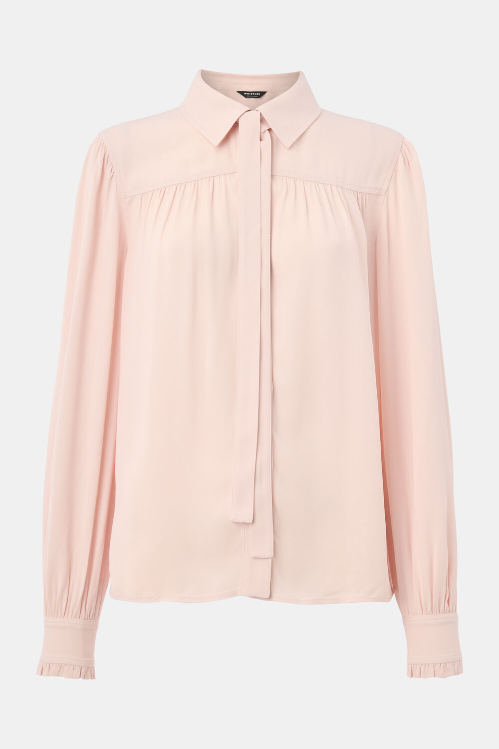 Pale Pink Tie Detail Crepe Blouse