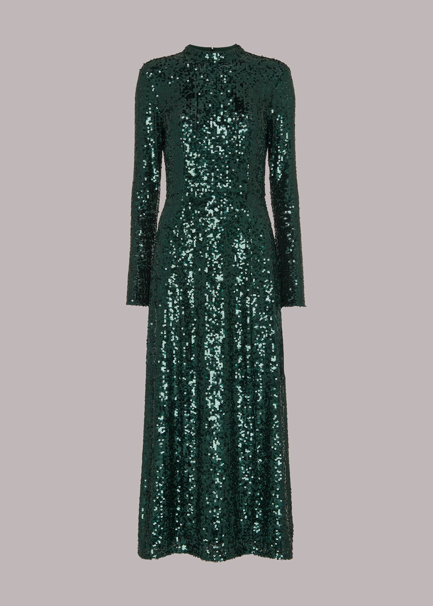 Dark Green Minimal Sequin Midi Dress WHISTLES