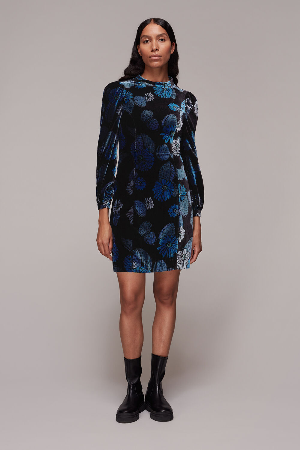 Cactus Print Velvet Dress