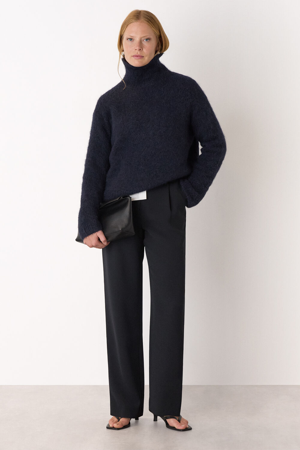 Black Harriet Tapered Crepe Trouser