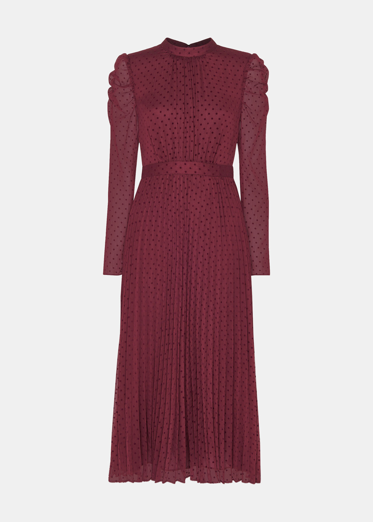 Burgundy Dobby Velvet Celia Dress | WHISTLES