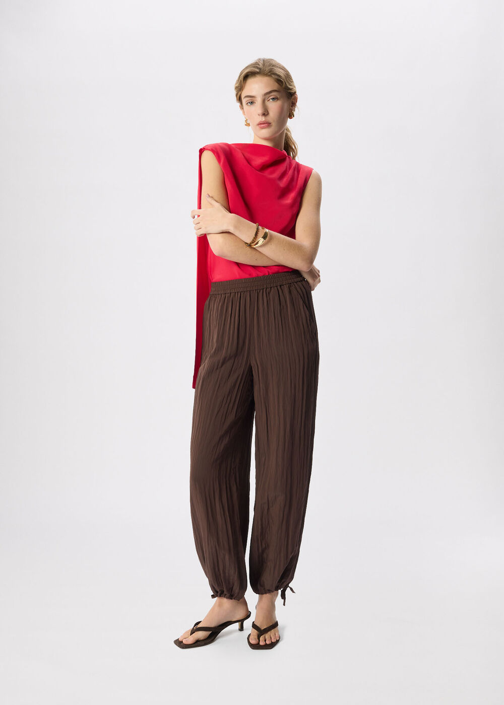 Cowl Neck Silk Drape Top