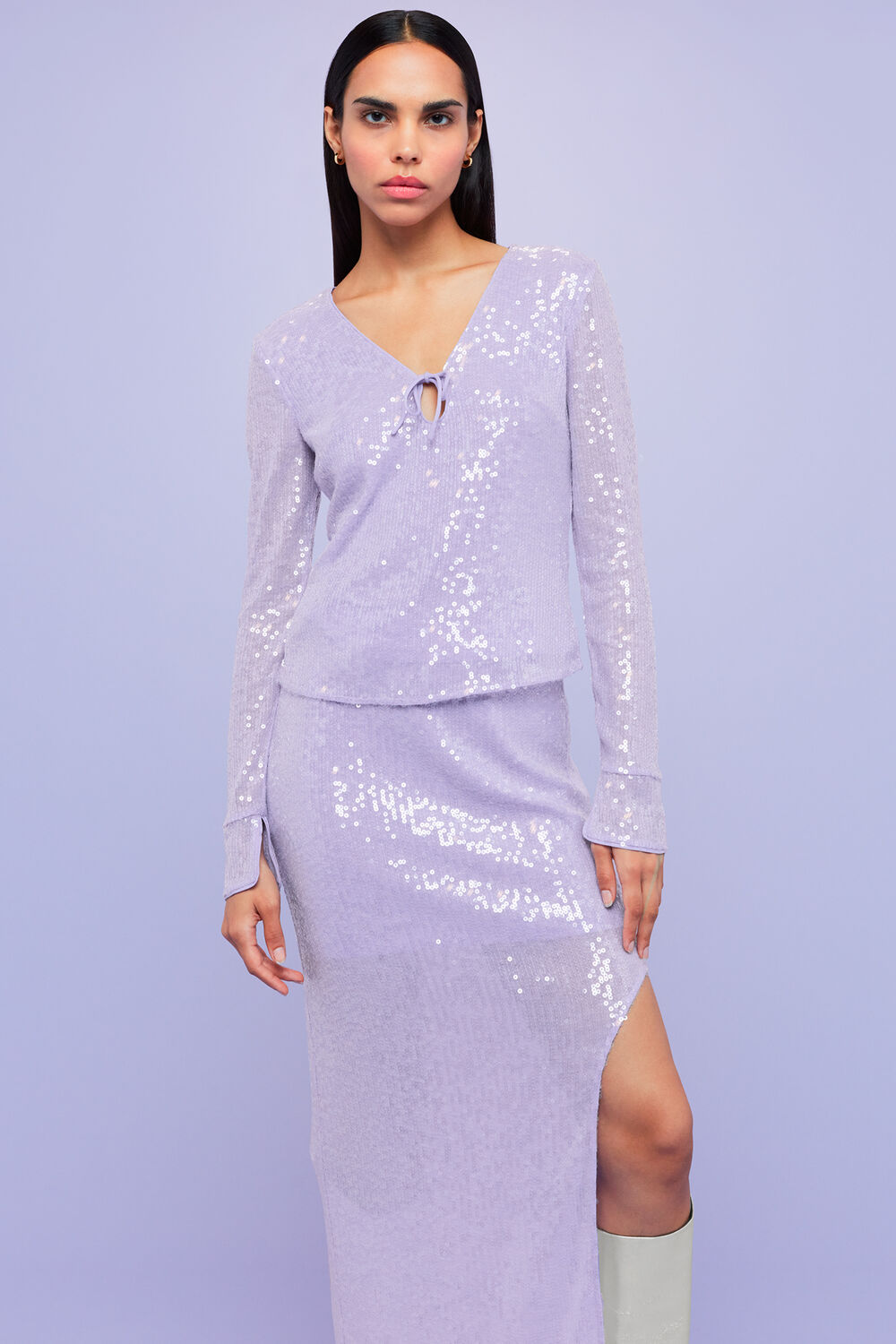 Nola Sequin Keyhole Top