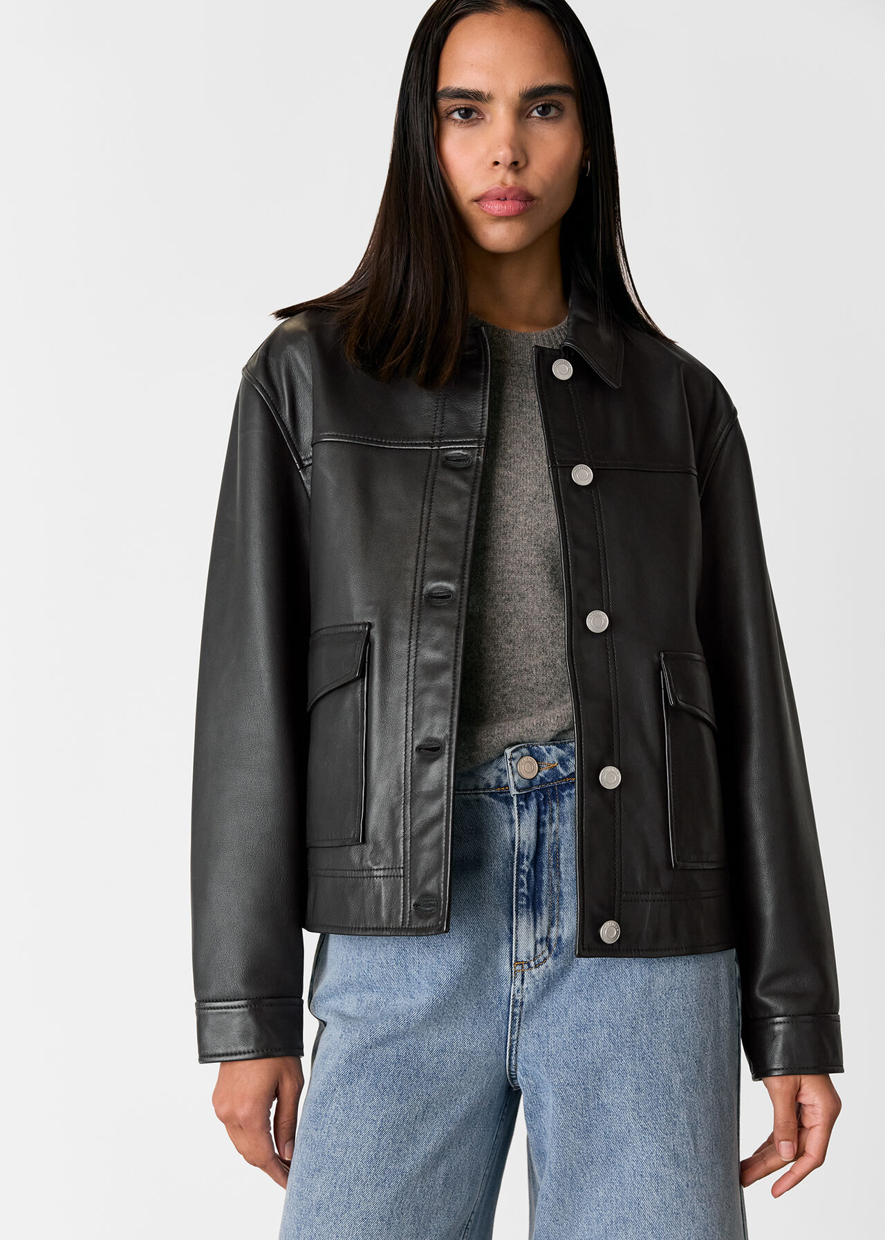 Natia Leather Western Jacket