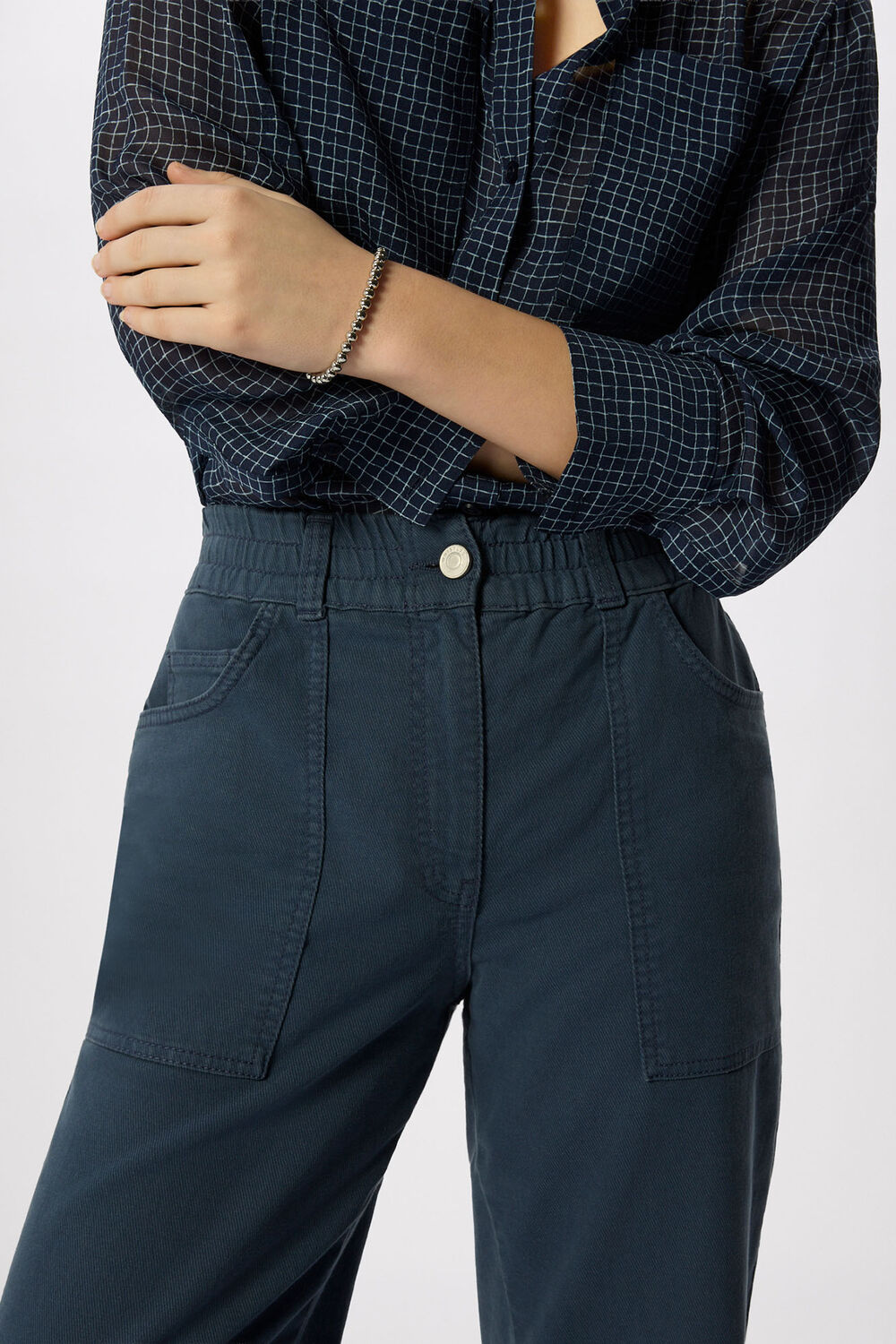 Navy Petite Tessa Casual Trouser