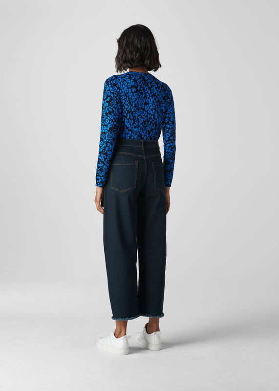 Blue Jungle Cat Crew Neck Knit