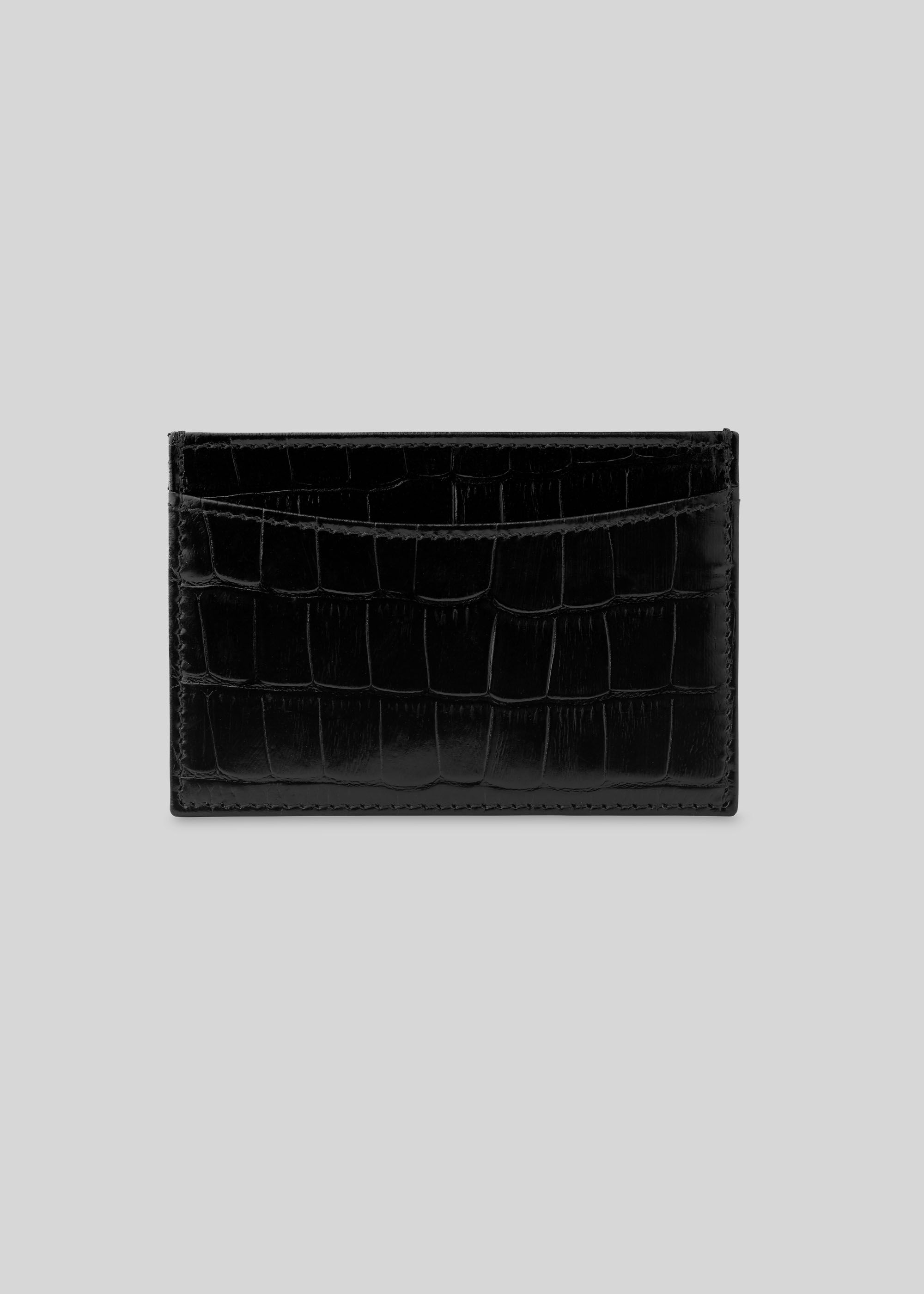 Black Shiny Croc-Effect Leather Card Holder | Whistles | Whistles UK |