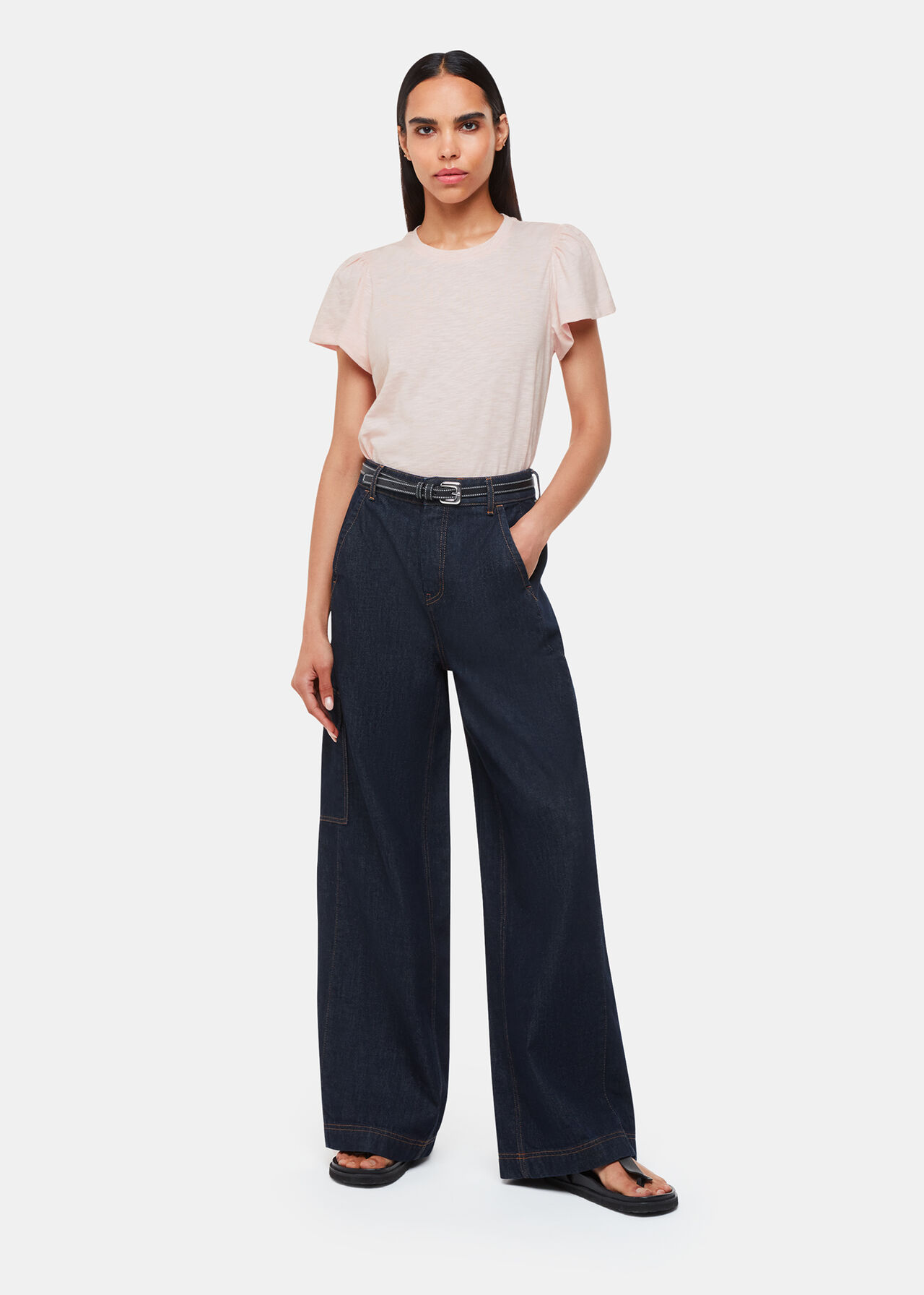 Cotton Frill Sleeve T-Shirt