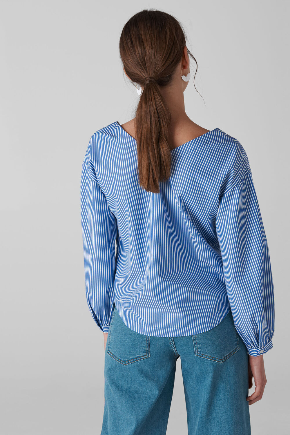 V Bardot Stripe Shirt Blue/White