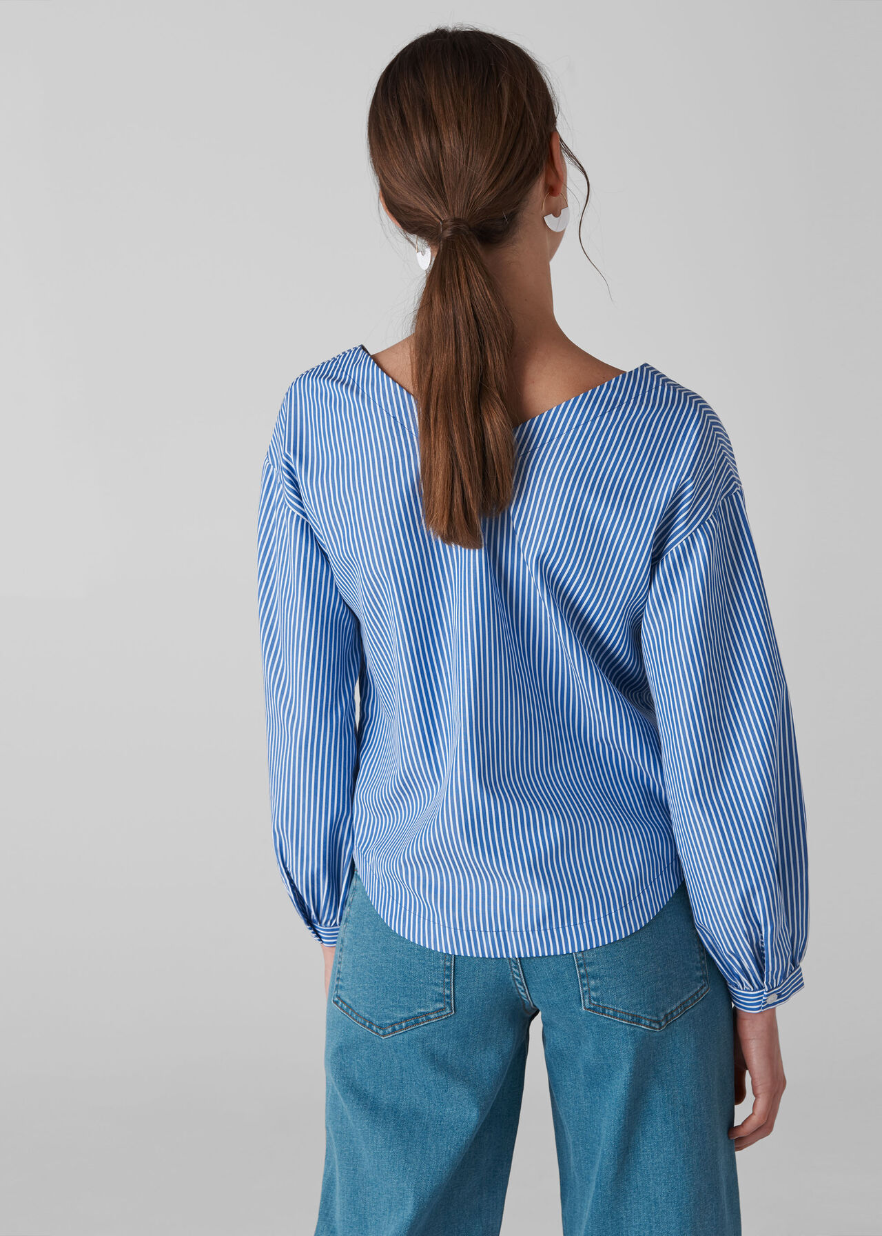 V Bardot Stripe Shirt Blue/White