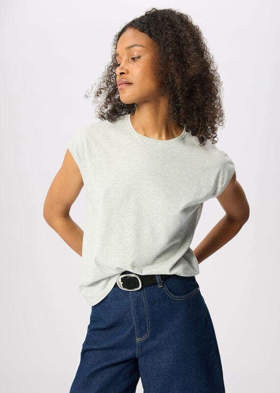 Grey Marl Cap Sleeve Tee