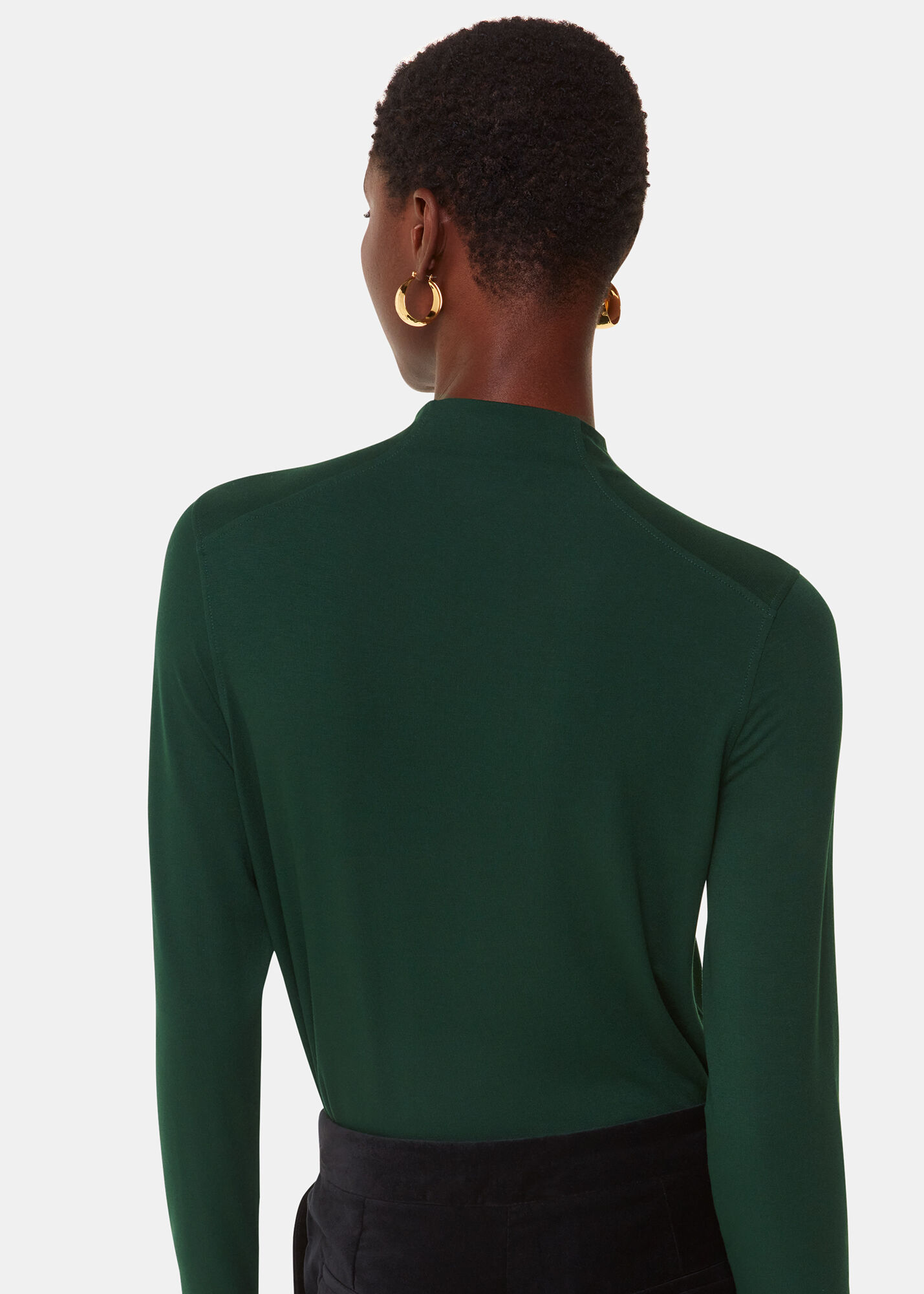 Dark Green Ruched Front Detail Jersey Top | WHISTLES | Whistles US |