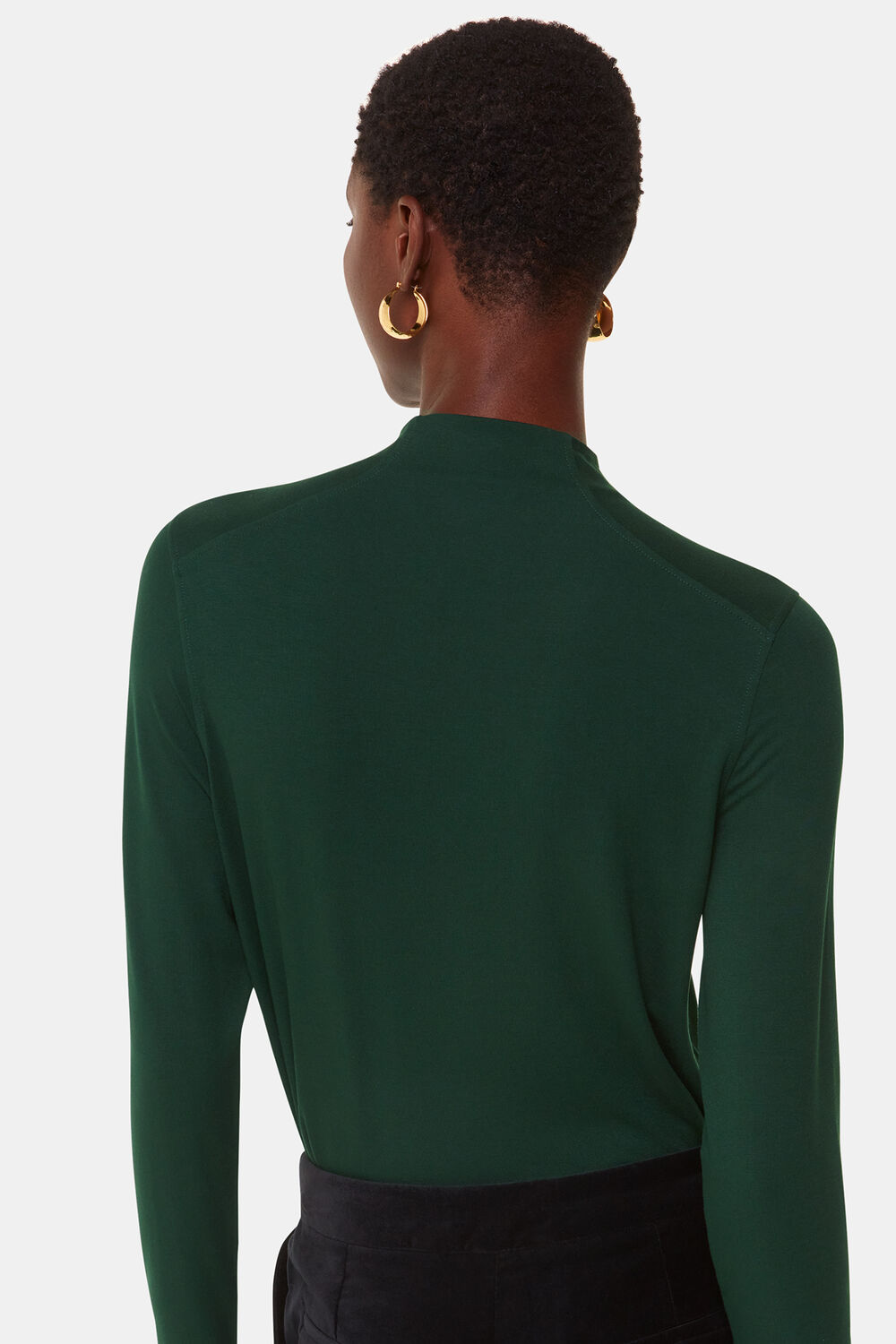 Dark Green Ruched Front Detail Jersey Top