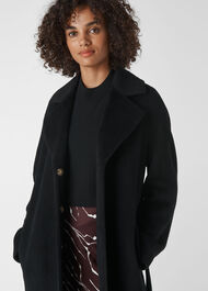Darcey Drawn Belted Wrap Coat Black