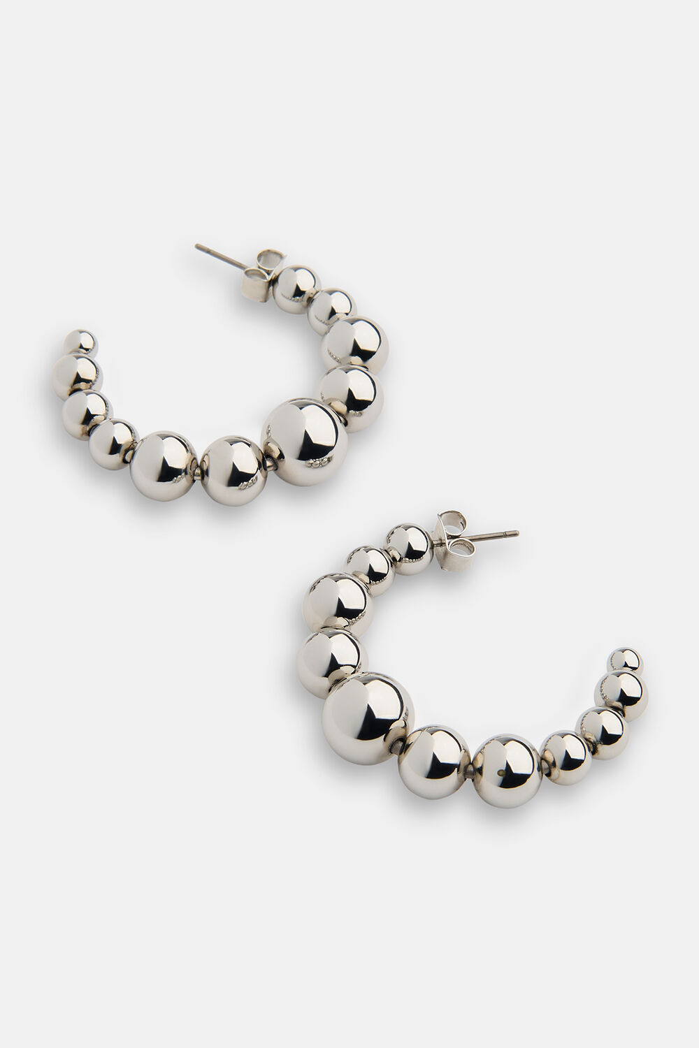 Silver Sphere Beaded Large Hoop