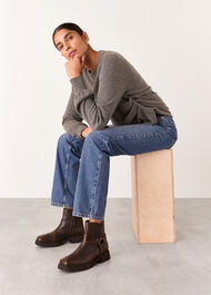 Taupe Side Ruched Knit Coord
